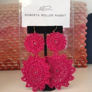 Roberta Roller Rabbit Macrame Hot Pink Earrings